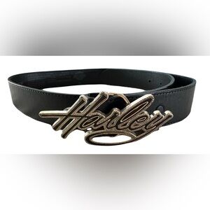 Harley-Davidson Authentic Leather Black Belt with Silver Logo Buckle